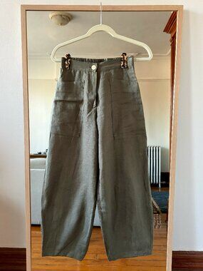 Ilana Kohn, Linen Chibi Pant, Dark Green
